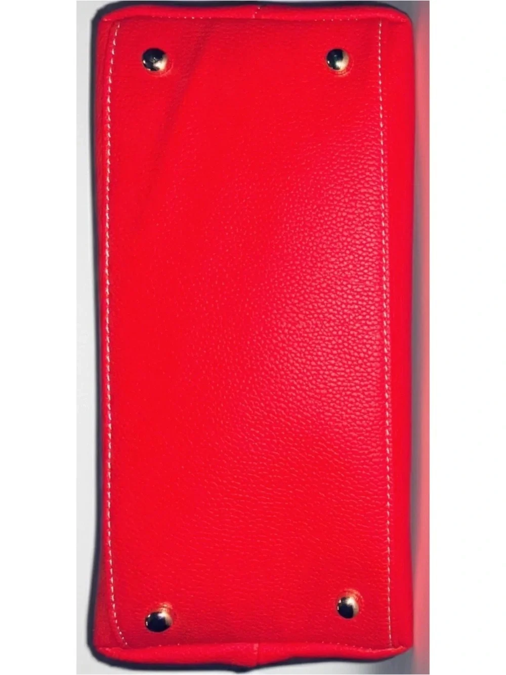 RED FAUX LEATHER HOBO BAG-Has Pebble Grain Feel To Outside And Faux Gold Accents